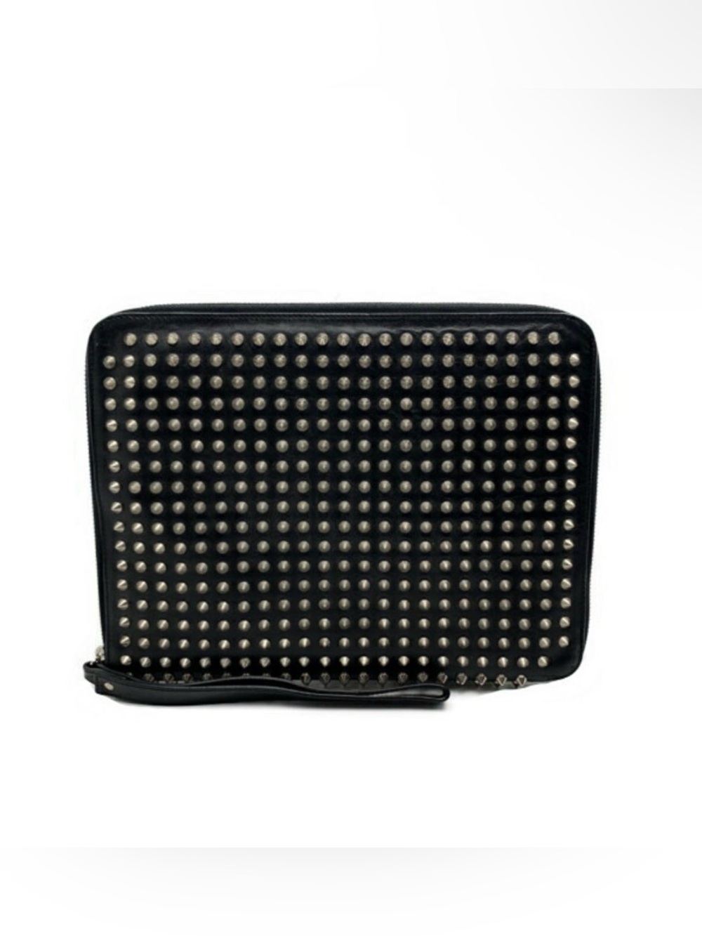 Christian Louboutin Calfskin Spike Ipad Case Pre-Loved Black